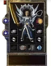 沃玛系列装备,金色金属质感,复古风格,黑色背景