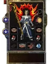 祖玛系列装备,橙色金属质感,复古风格,黑色背景